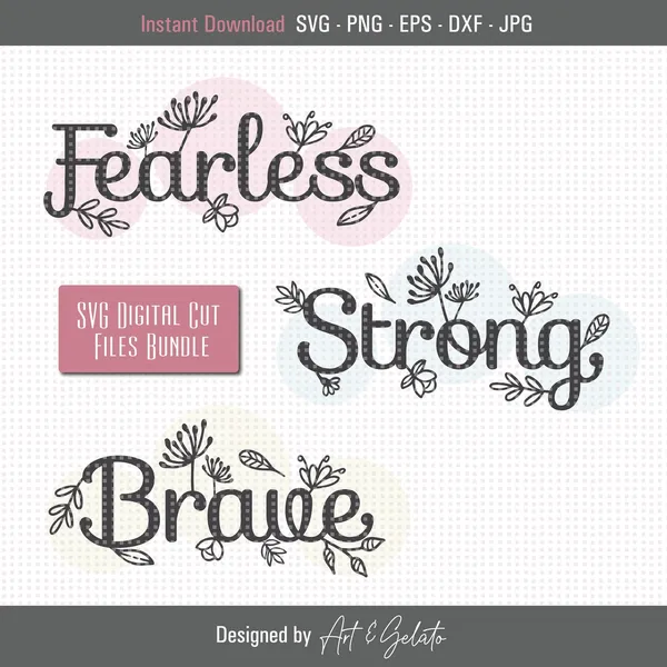 Joshua 1:9 Fearless Strong Brave Floral Art Print