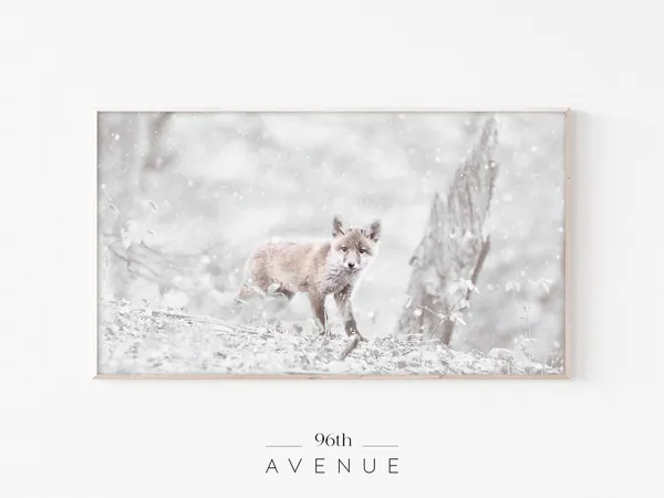 Arctic Fox Winter Nursery Animal Minimalist Art Print