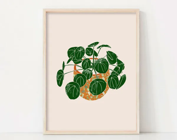 House Plant Botanical Art Print, Terrazzo Pot