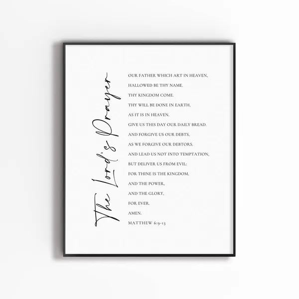 The Lord's Prayer Scripture Art Print, Christian Decor