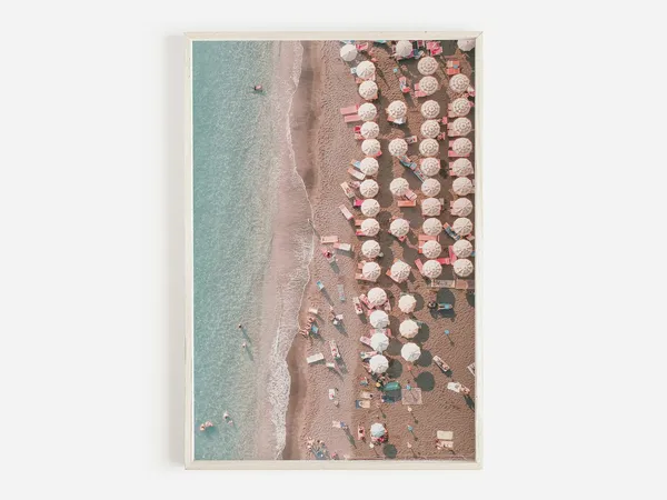 Aerial Beach View Neutral Art Print, Summer Beach