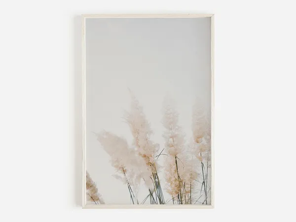 Pampas Grass Boho Art Print, Neutral Summer Field
