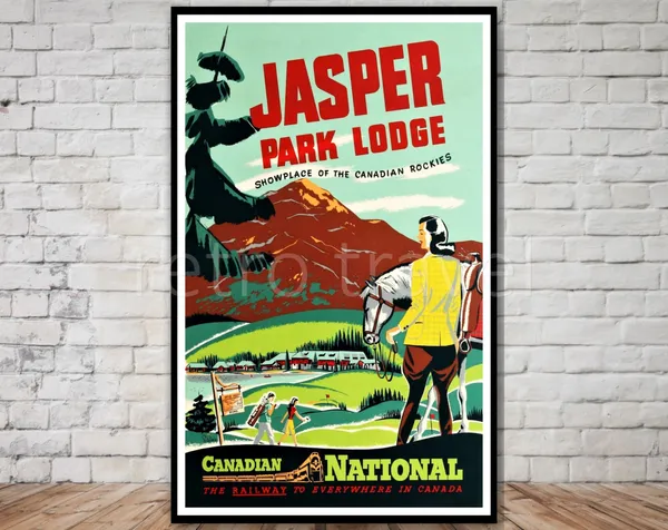 Canada Travel Poster, Jasper Park Lodge Rockies