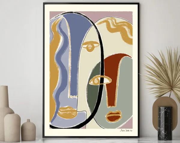 Abstract Face - Picasso Style Art Print