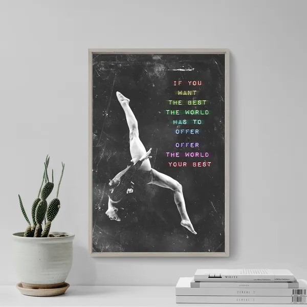 Gymnastics Motivational Quote Art Print, Balance Beam