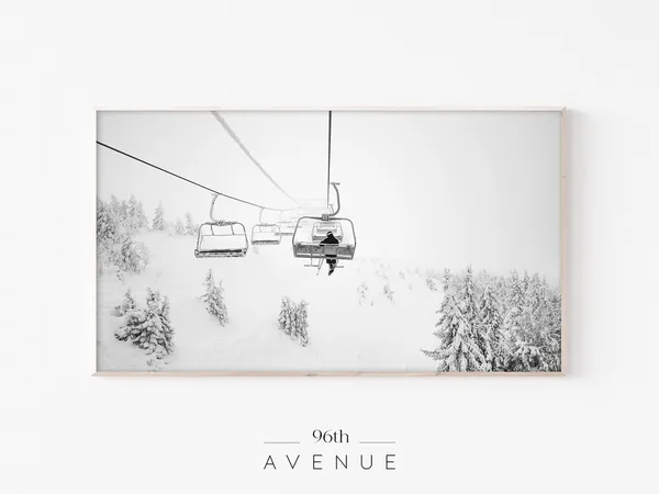 Ski Lift Winter Landscape Art Print