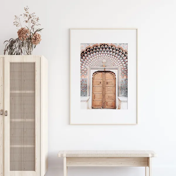 India Door Art Print, Boho Minimalist Architecture