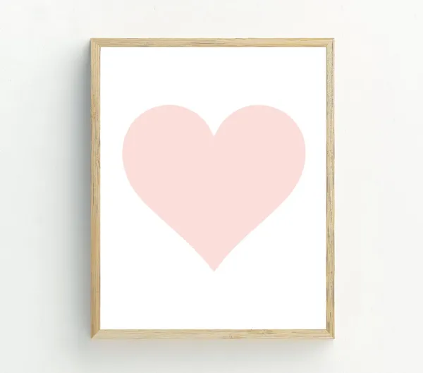 Pink Heart Wall Art, Valentine Love Poster
