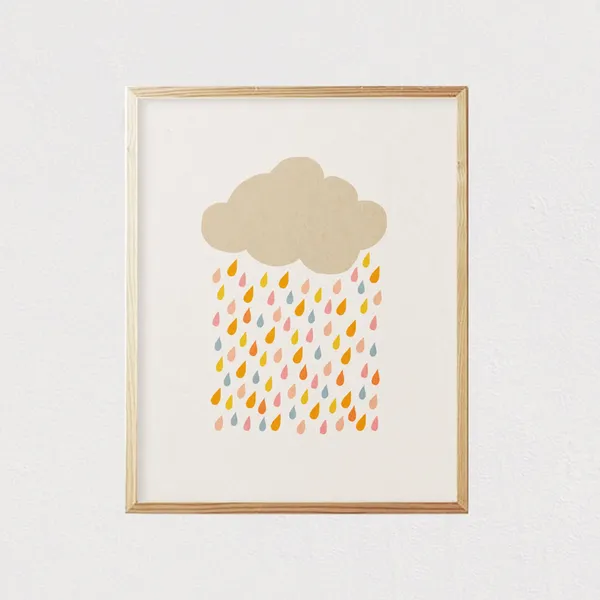 Cloud Drops Mid-Century Modern Wall Art Print