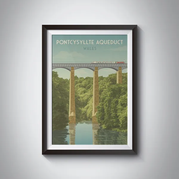 Pontcysyllte Aqueduct Vintage Travel Poster, Wales