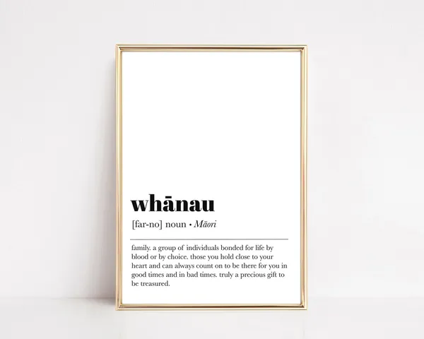Whanau Definition Print, Minimal New Zealand Maori Art Print