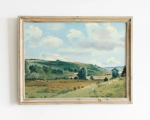 Rustic Vintage Landscape Painting Art Print
