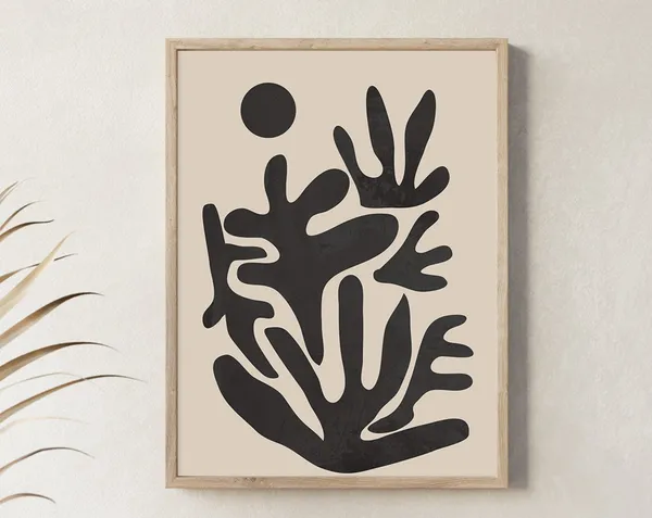 Black Coral Abstract Coral Reef Art Print