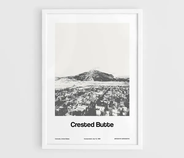 Crested Butte Colorado Minimalist Winter Town Poster