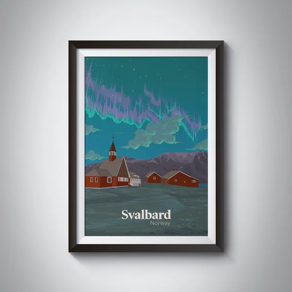 Svalbard Travel Poster, Arctic Circle Scandi Decor