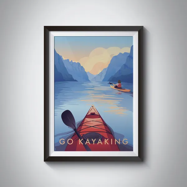 Go Kayaking Travel Poster, National Park Adventure