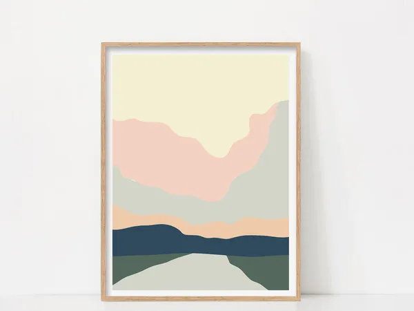 Abstract Landscape Art Print, Modern Minimalist Mountains