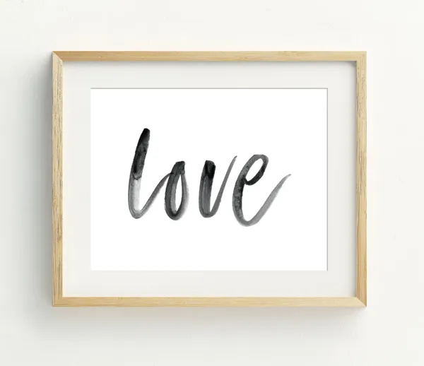 Love Black And White Valentine Wall Art Poster