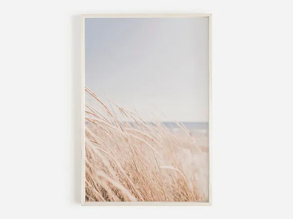 Pastel Pampas Wheat Field Beach Landscape Art Print