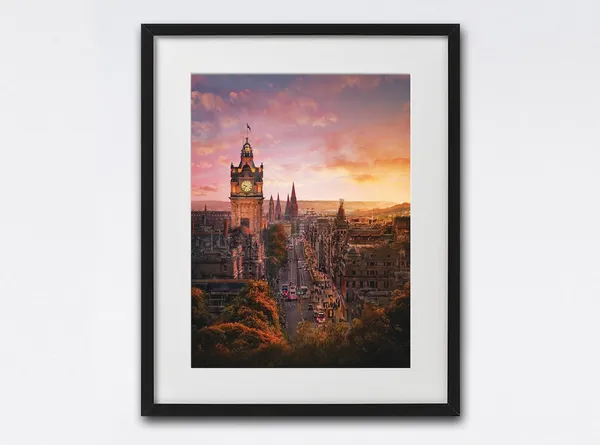 Edinburgh Skyline Travel Poster, Scottish City View