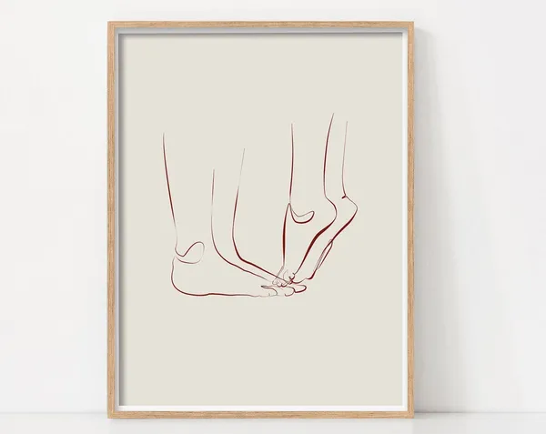 Valentine Couple Minimalist Line Drawing Art Print