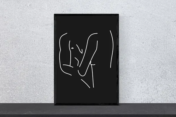 Naked Lines Couple Minimal Modern Art Print