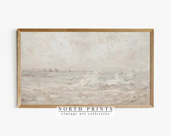 Vintage Coastal Painting Minimalist Art Print