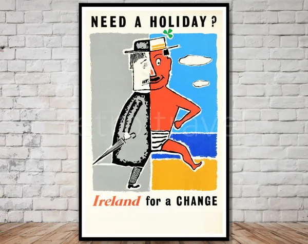 Ireland Vintage Travel Poster, Travel Poster