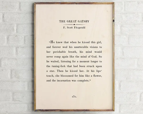 The Great Gatsby F. Scott Fitzgerald Quote Art Print