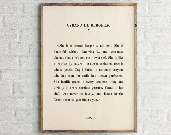 Cyrano De Bergerac Book Passage Quote Art Print