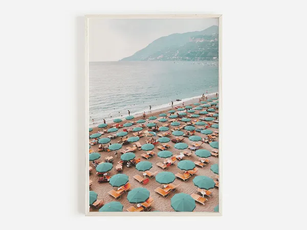 Summer Beach Aerial View, Italian Beach Travel Poster