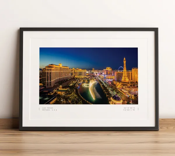 Las Vegas Strip Travel Poster, Coordinates Wall Art