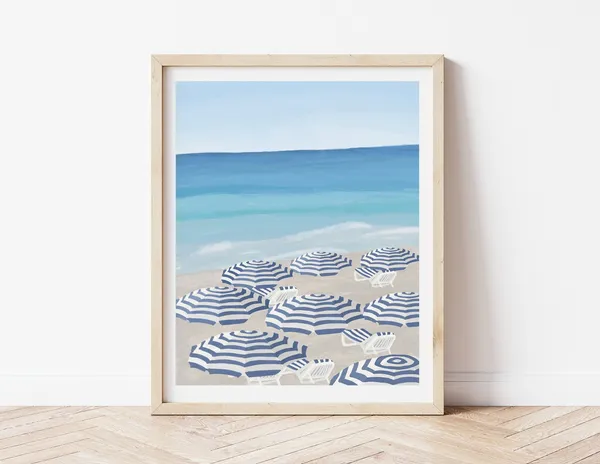 Nice France Tropical Beach Travel Poster Art Print