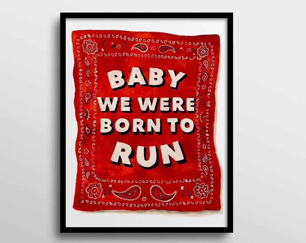 Born To Run Bruce Springsteen Lyric Watercolor Art Print