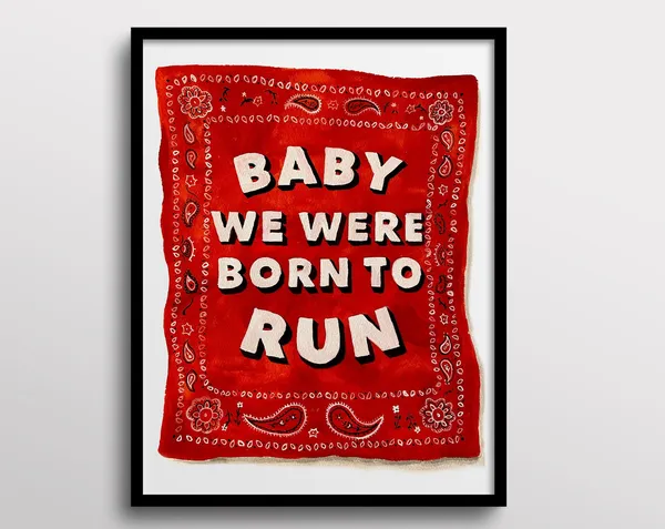 Born To Run Bruce Springsteen Lyric Watercolor Art Print