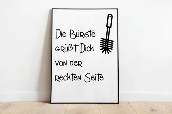 The Brush Greets You From the Right, Funny Bathroom Poster