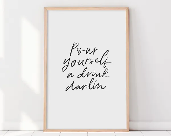 Bar Cart Quote Poster, Dining Space Cocktail Art