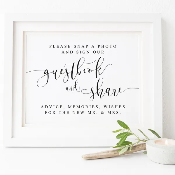 Please Sign Our Guestbook Wedding Sign, Table Print