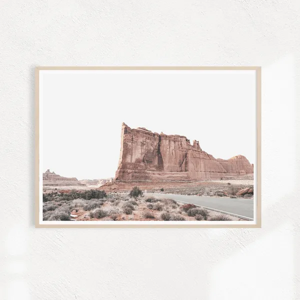 Desert Southwestern Boho Travel Poster, Mountain Art Print
