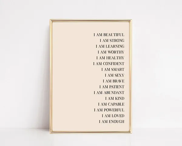 Affirmations Wall Art, Neutral Home Office Decor