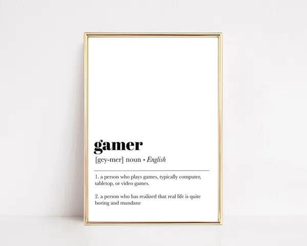 Gamer Definition Art Print, Boys Room Decor