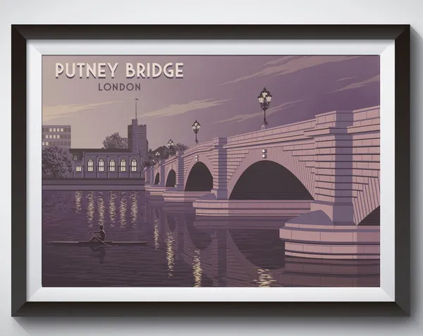 Putney Bridge London Travel Poster, River Thames