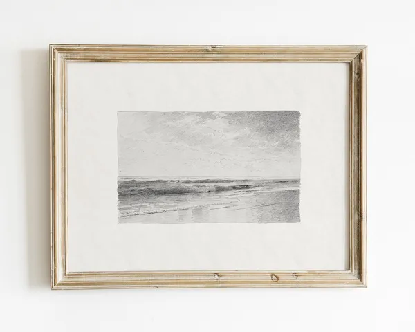 Vintage Beach Seascape Art Print, Ocean Landscape