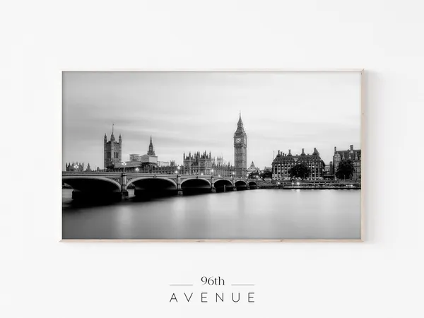 London Travel Poster, Black And White