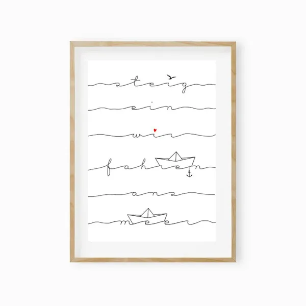 Sea Love Typographic Poster, Coastal Saying Art