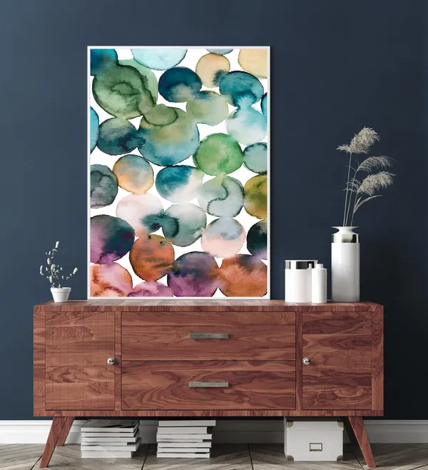 Modern Watercolor Abstract Geometric Circles Art Print