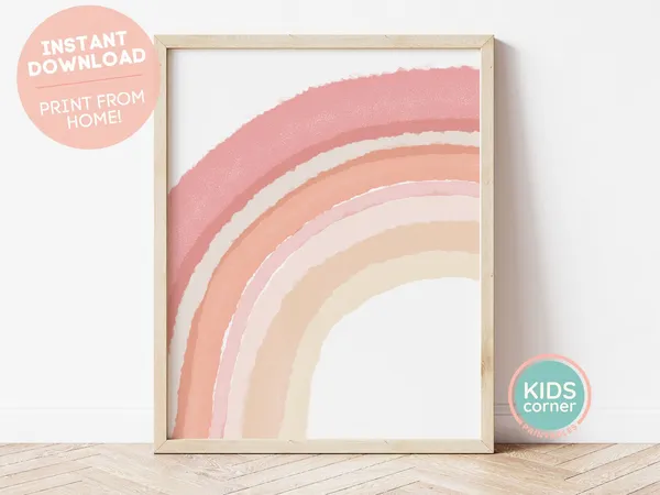 Rainbow Wall Art, Pink Rainbow Nursery Decor