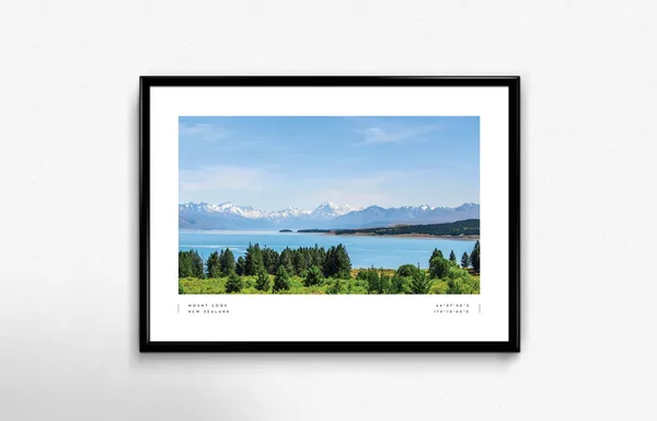 Mount Cook Travel Poster, Lake Pukaki Coordinates