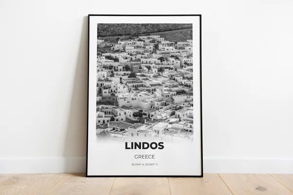 Lindos Travel Poster, Rhodes Island Greece