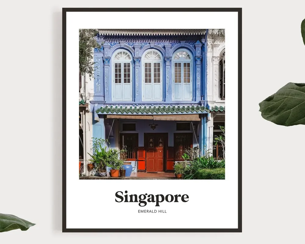 Singapore Print, Emerald Hill Shophouses Travel Poster